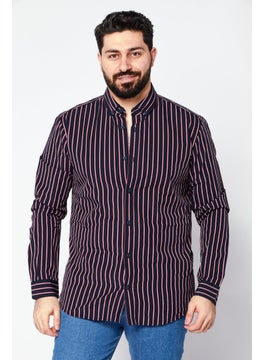 اشتري Men Slim Fit Long Sleeve Stripe Casual Shirt, Navy Combo في السعودية