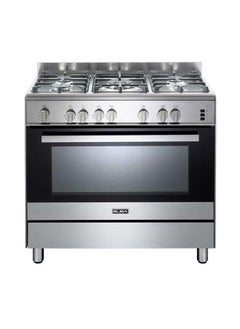 اشتري Gas Cooker 90cm 5 Gas Burners Nickel Knobs Double Glass Door Rotisserie في السعودية