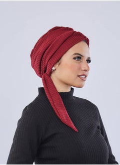 Buy Warmy Turban With Ribbon Dark Red For Women in Egypt