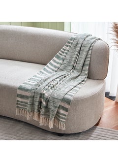 اشتري Sage Shade Kloe Woven Stripe Throw 160 x 130 cm في الامارات