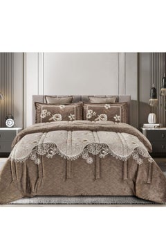 Buy Winter double bed duvet cover set made of soft velvet and luxurious fur to keep you warm, size 230*250cm in Saudi Arabia