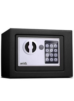 اشتري Mini Electronic Digital Security Safe Deposit Box With Electronic Keypad Lock and Physical Key For Home Office Hotel Jewelry Passport Watches Cash Storage (Black) في الامارات