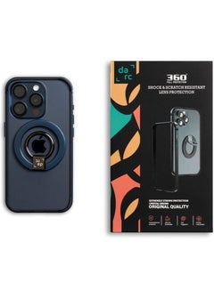 Buy Dark - 3 in 1 set of case for iPhone 15 + camera protection + blue titanium MagSafe grip for iPhone 15 Pro in Saudi Arabia