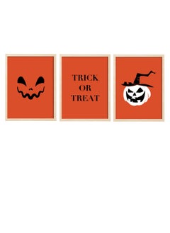 اشتري set of 3, Halloween Scary Pumpkin Framed Poster 30x40cm - Spooky Halloween Wall Art Decor for Kids' Rooms, Home, Nursery, or Party -  Halloween Decoration Gift في الامارات