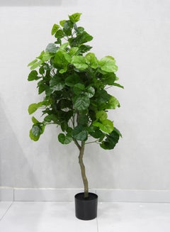 Buy Artificial Ficus Tree Fake Silk Plant Faux Greenery Tree with Plastic Nursery Pot & Realistic Leaves & Natural Trunk for Home Office Garden Living Room Indoor Outdoor Decor 130x60x60cm in UAE