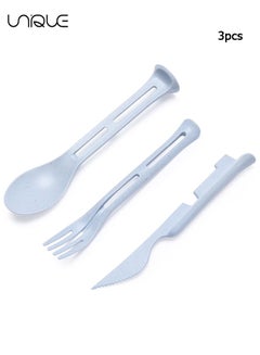 اشتري Wheat Straw Utensils Set - Reusable Utensils Set - Portable Cutlery Set, Lunch Box Utensils Set for Spoons, Forks, Knives & Boxes - Cutlery Set for Kids, Adults - Travel or Camping في السعودية