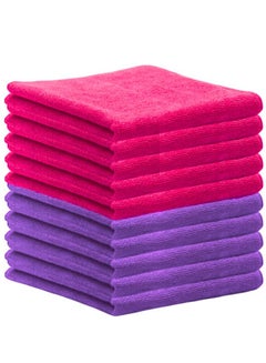 Buy Pack of 8 Microfiber Cleaning Cloth Red/Purple 31x21x5 centimeter in UAE
