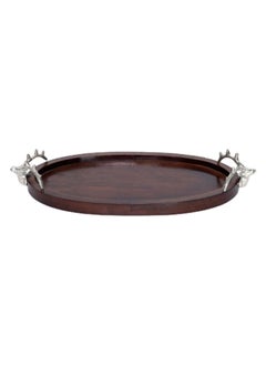 Buy Joy Decor Tray, Walnut & Silver - 47x2x9 cm in UAE