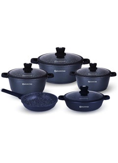 Buy Muller Kitchen Cookware Set 9 Pieces, Die-Cast Aluminum, German Non-Stick Marble Coating Technology, PFOA-Free, Suitable for Multiple Stoves in Saudi Arabia