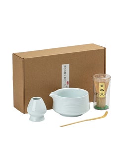 اشتري Liying Japanese MatchaSet Includes Matcha Bowl with Spout, Matcha Whisk Holder (chasen), Bamboo Matcha Whisk and Bamboo Scoop (Blue) في الامارات