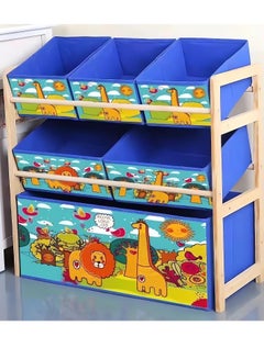 Buy Kids Toy Storage Organizer, 3-Tier Wooden Children Storage Rack with 6 Detachable Storage Bins Extra Large Capacity Bookshelf Bookcase for Playroom, Nursery and Kids Room Boys Girls in Saudi Arabia