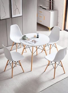 Buy 5-Piece Dining Set Compact Mid-Century Modern Table And 4 Chair Set for Home White in Saudi Arabia