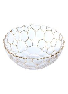 Buy Wave Design Fruit Plate, Clear & Gold – 24.5 cm in UAE