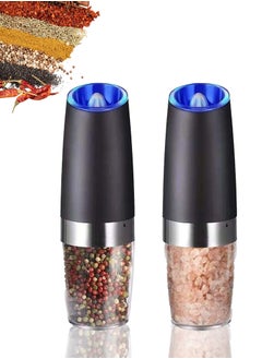 Buy Gravity Electric Salt and Pepper Grinder Set with LED Light Adjustable Coarseness Automatic Pepper Mill Grinder One Hand Operation 2 Pack in UAE