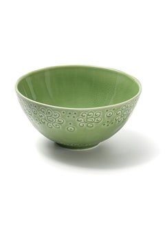 اشتري Bowl Ceramic Loose Crockery Bowls For Soup Cereal Salad Noodle Kitchen Serveware L 21.6 X W 10.2 Cm Green في الامارات