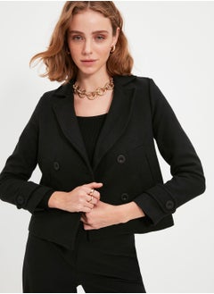 Buy High Neck Double Breasted Coat in UAE