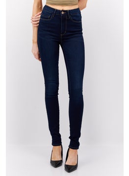 Buy Women Skinny Fit High Waist Denim, Navy in UAE