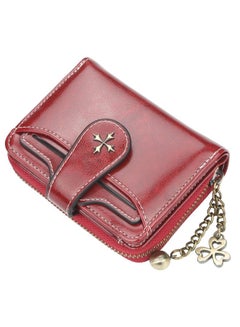 Buy Versatile Ladies Wallet Tassel Zipper Ladies Short Wallet Coin Purse Multi-Card Card Holder Wine Red in Saudi Arabia