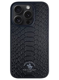 اشتري iPhone 15 Pro Case Polo Serpentine Leather Phone Case Simple Business Shockproof Protective Cover Black في الامارات