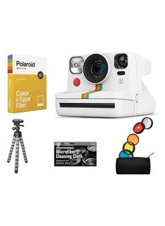 Buy Bundle of Polaroid Now Plus Bluetooth Connected I-Type Instant Film Camera (White) + Table Tripod + Pack of Film + Microfiber Cloth in UAE