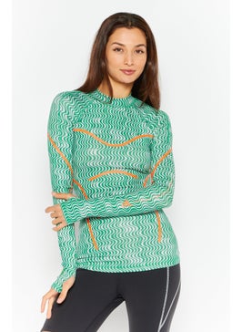 اشتري Women Abstract Print Rashguard, Green Combo في الامارات