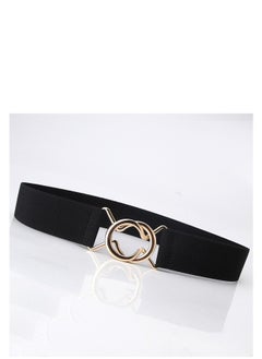 Buy Single Loop Japanese Simple Elastic Women's Dress Slim Fit Round Loop Buckle Belt  71cm Black in UAE