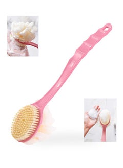 Buy Double Sided Bath, Shower Brush, Two in One Long Handle Brush, Soft Bristle Massage Brush, Body Brush, Pink in Saudi Arabia