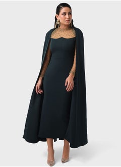 اشتري Crystal Embellished Mesh Cape Dress في السعودية