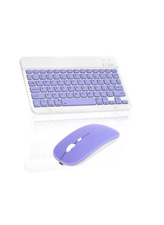 Buy Universal Portable Rechargeable Mini Wireless Keyboard And Mouse Combo For Tablet Mobile Phones iPhone IOS Android And Windows Phones Purple/White in UAE