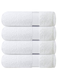 Buy Premium Bath Towels Set Pack of 4-100% Ring Spun Cotton Towels - White Bath Towels 68cm x 137cm - Soft Feel, Quick Dry, Highly Absorbent Durable Towels, Perfect for Daily Use by Infinitee Xclusives in UAE