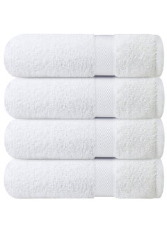 Buy Premium Bath Towels Set Pack of 4-100% Ring Spun Cotton Towels - White Bath Towels 68cm x 137cm - Soft Feel, Quick Dry, Highly Absorbent Durable Towels, Perfect for Daily Use by Infinitee Xclusives in UAE