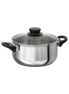 Buy Pot With Lid Glass And Stainless Steel 2.8 L in Saudi Arabia