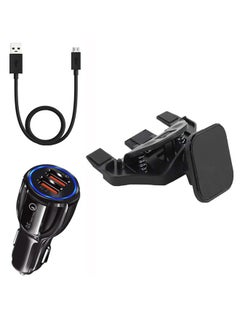 Buy Car Holder Magnetic with cable holder and car charger and two USB ports and micro USB cable in Saudi Arabia