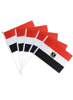 Buy 25 pieces Flag Hand Waving Desk Flags Double Sided Cake Topper Countries Flag National Day Party Supplies Flag Decoration for Baby Birthday Party (Egypt) in UAE