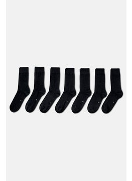 اشتري Men 7,Pairs Plain Socks, Black Combo في الامارات