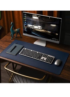 Buy GELESE oversized leather mouse pad keyboard pad desk pad computer pad desk pad waterproof dark blue in Saudi Arabia