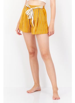 Buy Women Stripe Pull-On Pajamas Short, Mustard in UAE