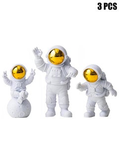 Buy Astronaut Ornaments 3Pcs Astronaut Figure Statue Spaceman Statues Model for Cake Decorating Photography Props Space Theme Party Gifts Glod in UAE