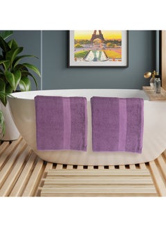Buy 10 Pcs MATRIX Dyed Towel set 500 GSM 100% Cotton Terry Zic Zac Border 2 Bath Towel (70x140) cm, 2 Hand Towel (50x90) cm, & 6 Face Towel (33x33) cm Soft Feel Highly Absorbent Dark Purple Color in UAE
