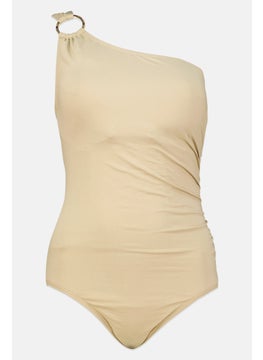 Buy Women One Piece Padded Swimwear, Khaki in Saudi Arabia