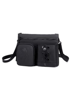 Buy Premium Shoulder Sling Bag Water Resistant Polyester Unisex Cross Body Bag for Travel Business School College K00535 Black in UAE