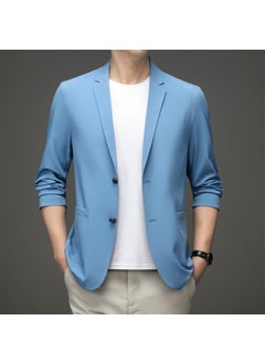 Buy Mens 2023 Summer Slim Fit BlazerLight blue Light blue in Saudi Arabia