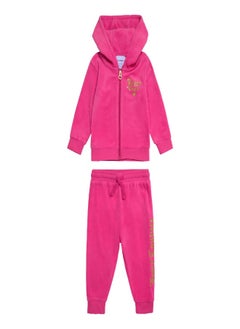 Buy Juicy Couture Toddler Zip Through Branded Hoodie and Joggers Set Pink Yarrow in UAE