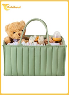 Buy Baby Diaper Caddy Organizer with Removable Dividers, Foldable Portable Stylish Nursery Storage Basket for Mommy (Green) in Saudi Arabia