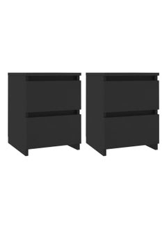 Buy Bedside Cabinets 2 pcs Black 30x30x40 cm Engineered Wood in UAE