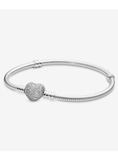 Buy Pandora Moments Sparkling Heart Clasp Snake Chain Bracelet for Women Circumference 20cm in UAE