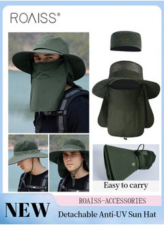 Buy Detachable Wide Brim Fishing Hat with Shawl and Face Mask UPF 50+ Anti-UV Soft Foldable Breathable Sun Hat for Men & Women Adjustable Size Hiking Climbing Outdoor Hat in Saudi Arabia