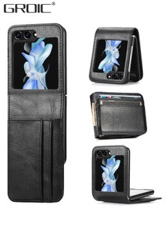 Buy Cases for Galaxy Z Flip 5 Wallet Black Case, Business Style Premium PU Leather Galaxy Z Flip 5 Card Holders Slim Fit for Women Men Protective Phone Case for Samsung Galaxy Z Flip 5 5G 2023 in UAE