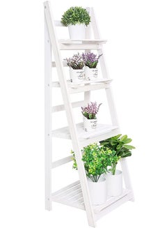 Buy 4-Tier Folding Plant Stand Shelves White in UAE