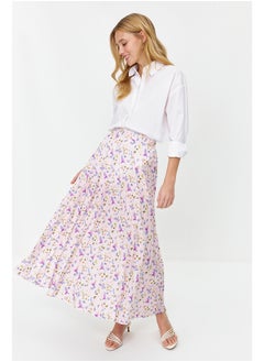 اشتري Powder Flower Patterned Pleated Woven Skirt with Elastic Waist TCTSS23EE00018 في مصر